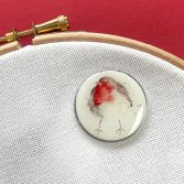 Jolly Robin Needle Minder on Hoop