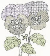 XBW9 Blackwork Pansies Medium