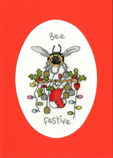 XMAS46 Bee Festive Mounted Medium Screen Copy