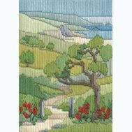 Derwentwater Designs Langstich-Set „Frühling An Der Küste“ – 24x17 Cm, Inkl. Stoff, Garn & Nadel